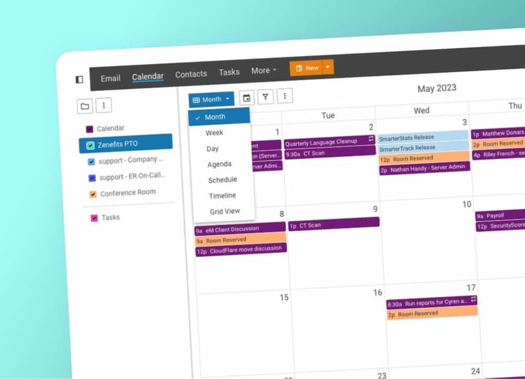 Screenshot of SmarterMail calenders and task scheduling feature.