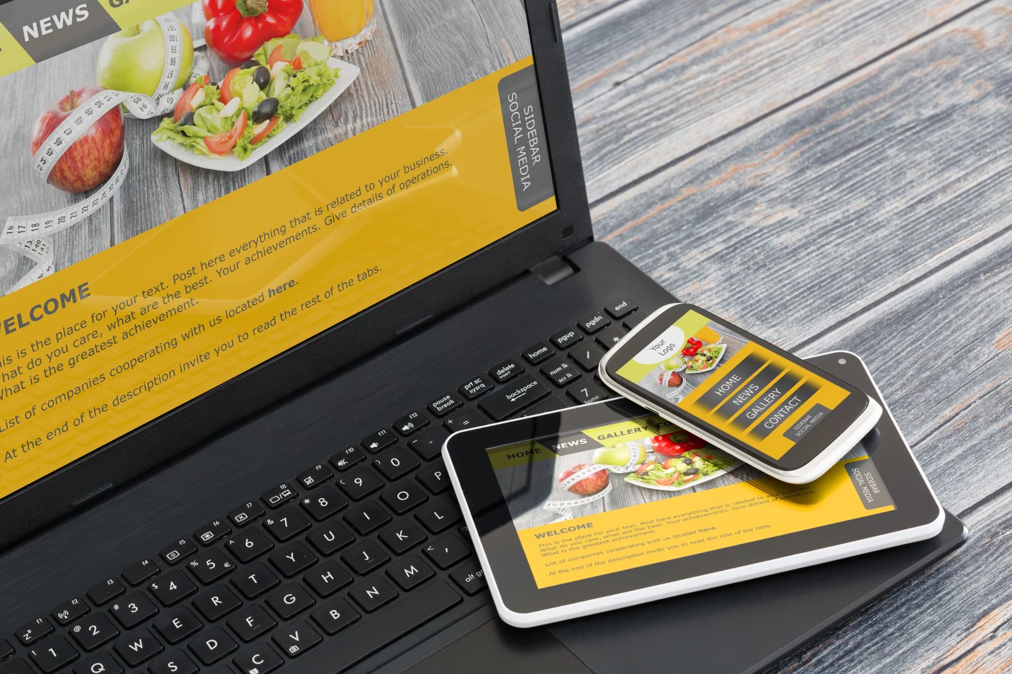 Web design sketches and user interface wireframes.
