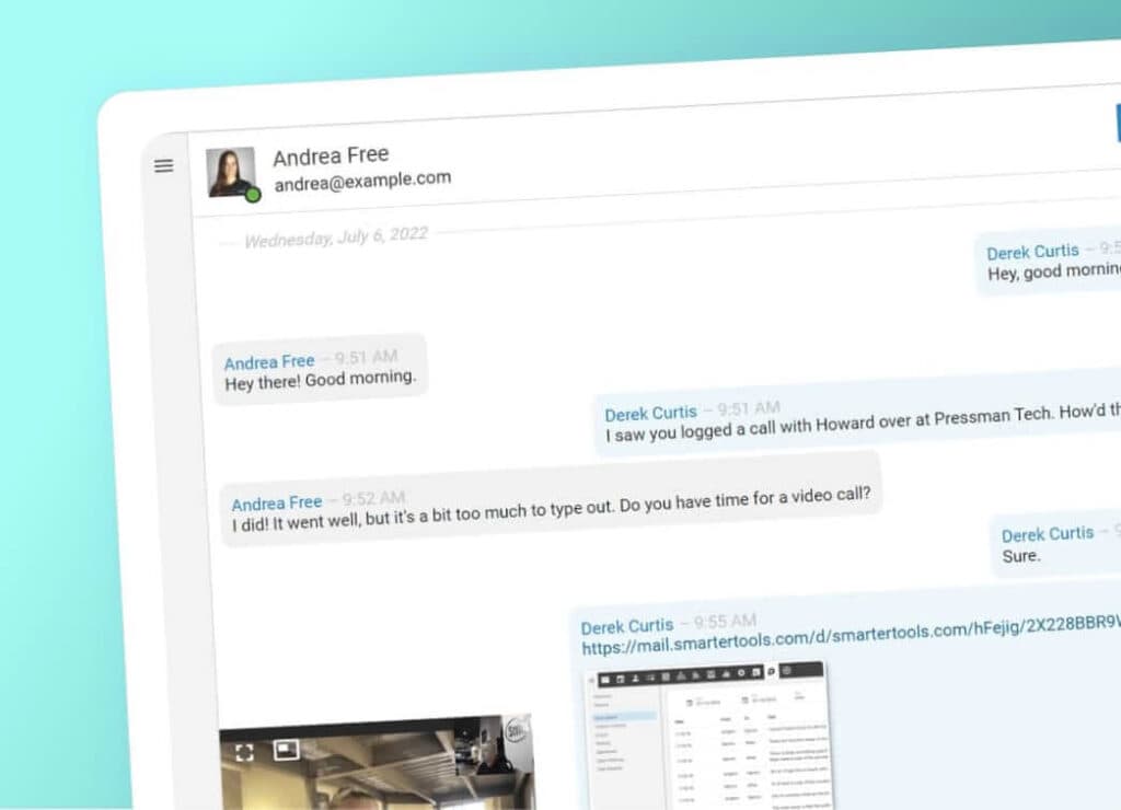 Screenshot of SmarterMail group chat feature.