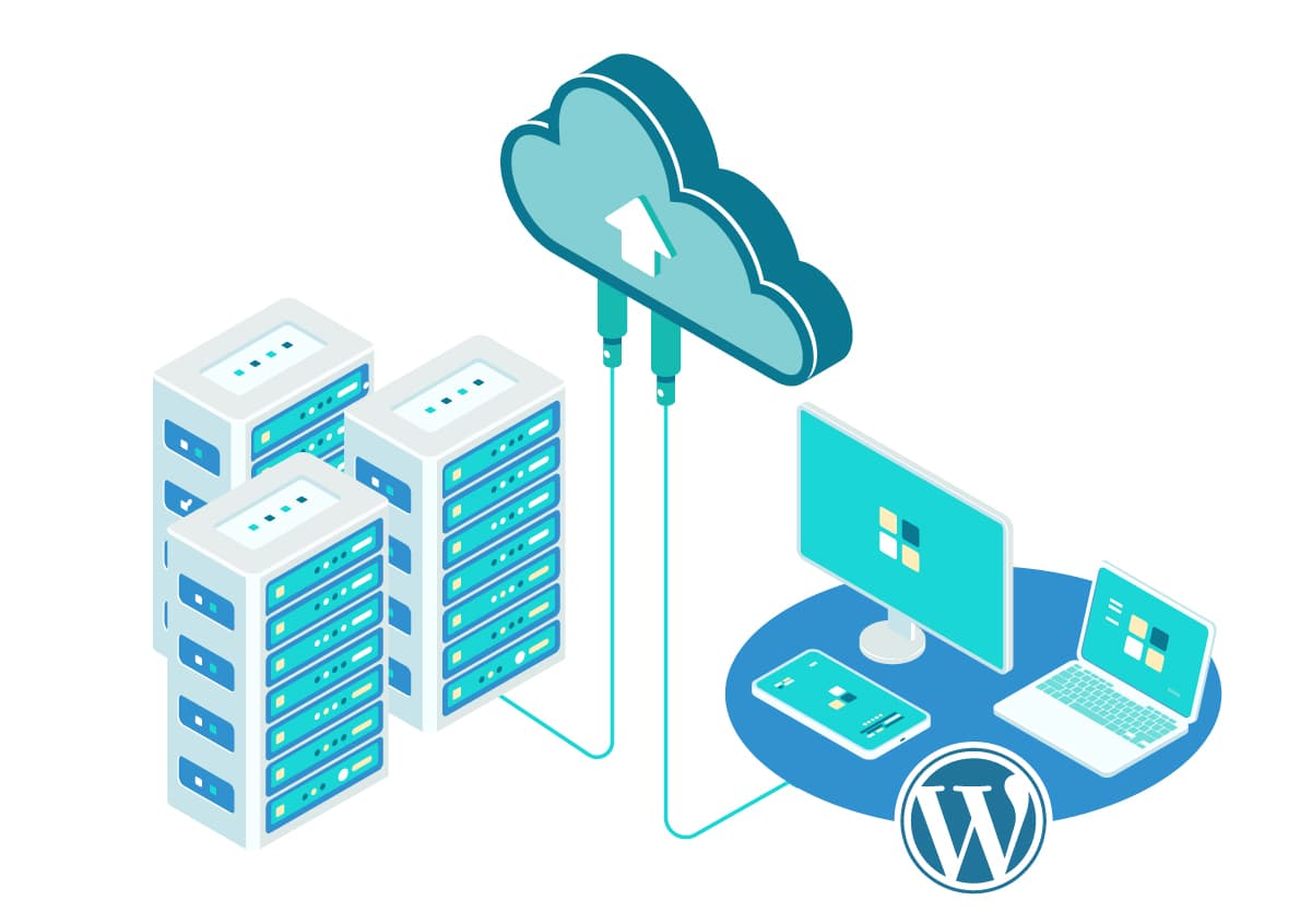 Vector image of managed Wordpress hosting.