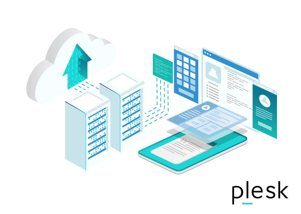 Vector image of Plesk web hosting.