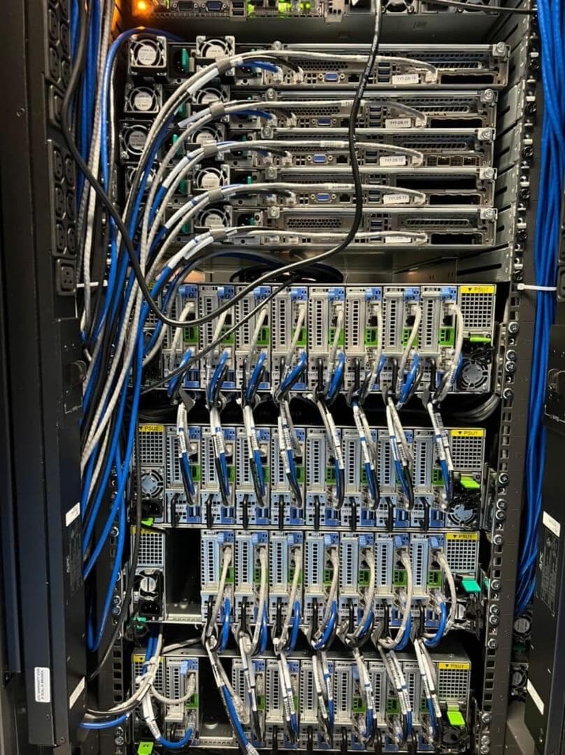 Professional network infrastructure with organized cable management for optimal web hosting performance