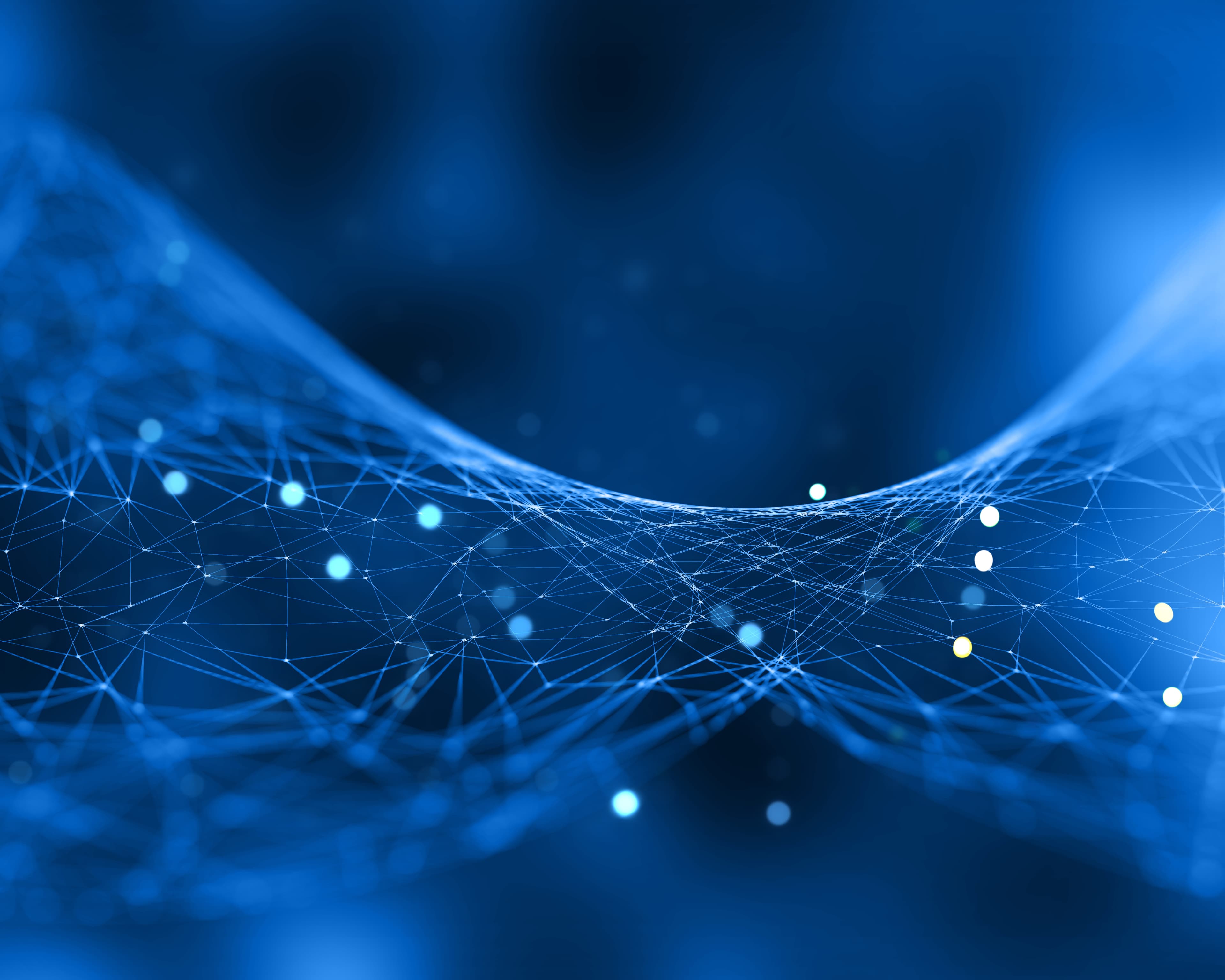 Abstract photo of network with connected blue webs.