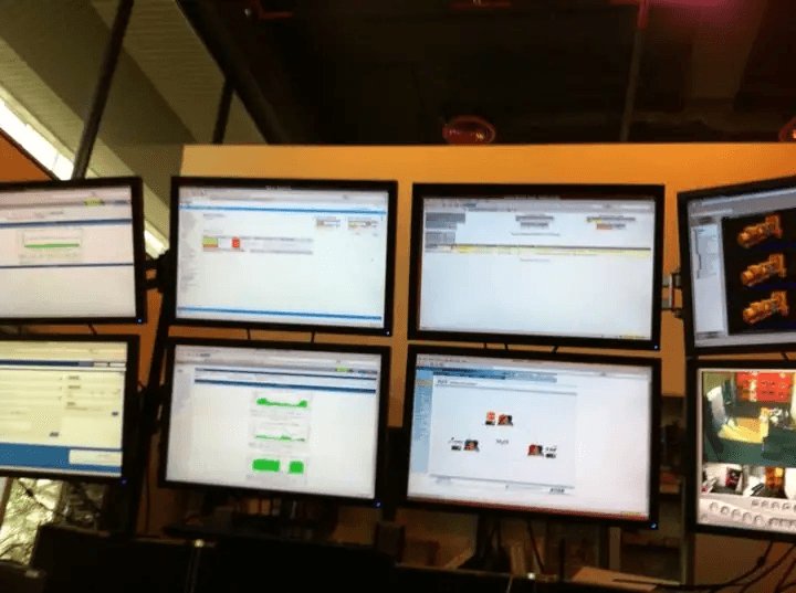 A few monitors in the server room