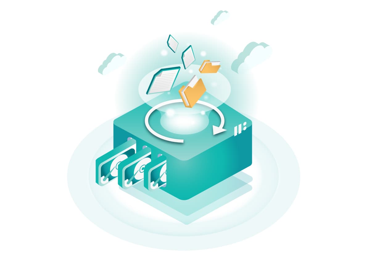 Vector image of cloud object storage.