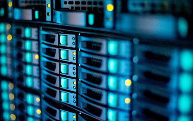 Server rack with blinking lights Server rack with blinking lights