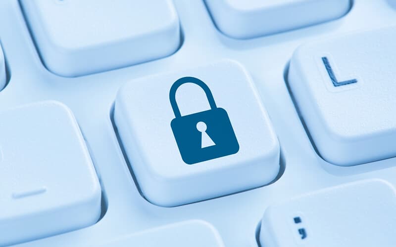 Keyboard key with a padlock icon Keyboard key with a padlock icon