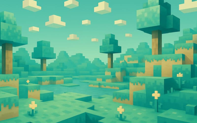 A blocky, pixelated landscape reminiscent of a Minecraft-like game environment, indicating game server hosting services. A blocky, pixelated landscape reminiscent of a Minecraft-like game environment, indicating game server hosting services.