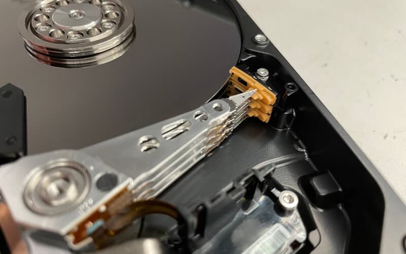 Close-up of a hard disk drive Close-up of a hard disk drive