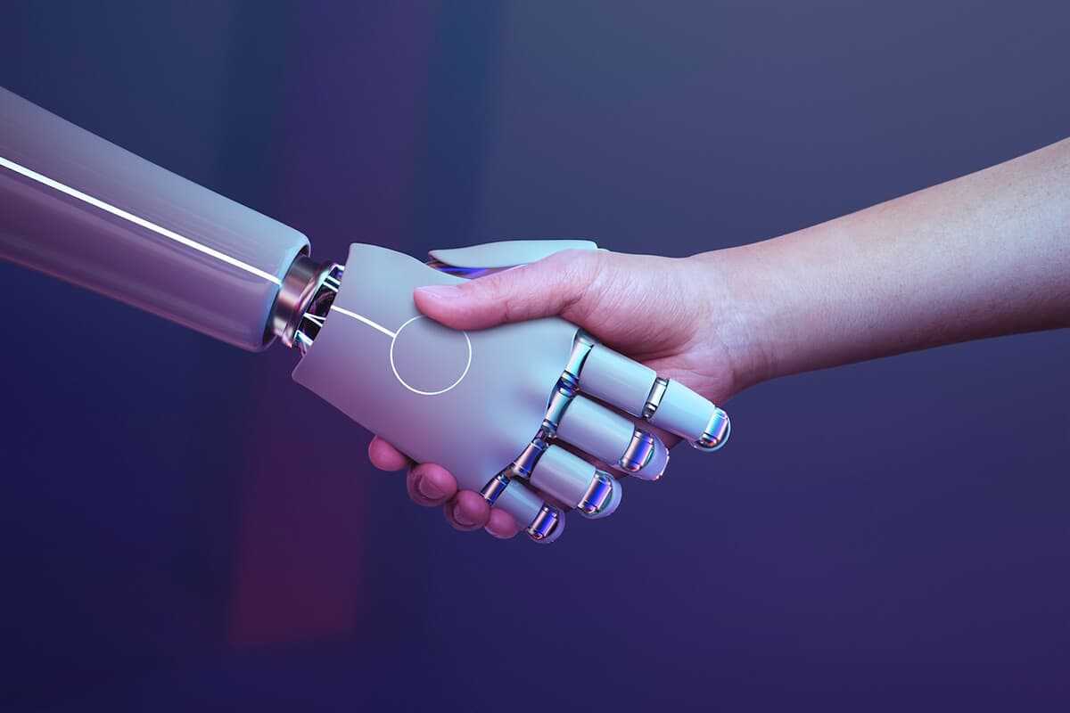 Robot handshake human background, futuristic digital age. Robot handshake human background, futuristic digital age.