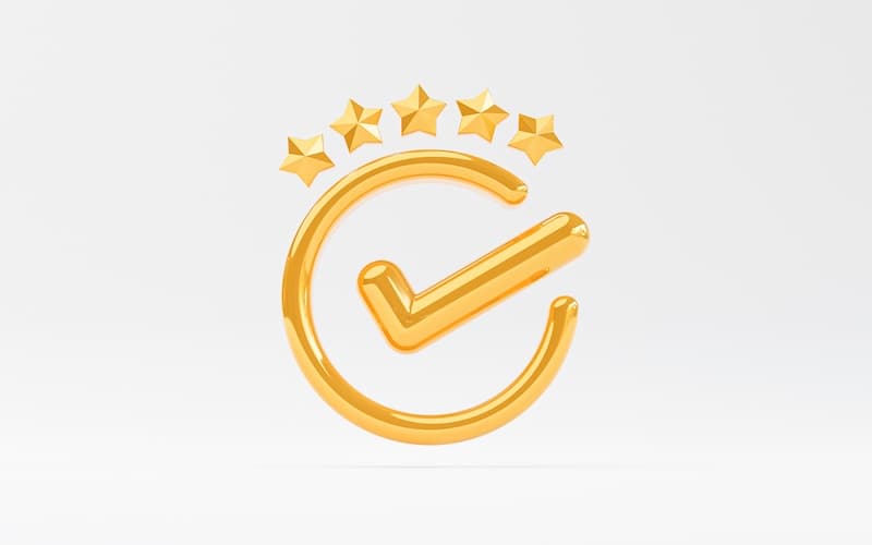 Golden correct tick mark sign of the best quality assurance. Golden correct tick mark sign of the best quality assurance.